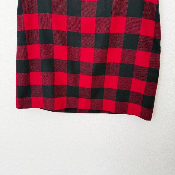[Talbots] Red Black Buffalo Plaid Wool Blend Pencil Mini Skirt Holiday Fall 12 - Picture 6 of 10